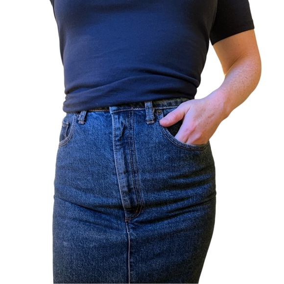 Big John Japanese Denim Skirt Size 9/10 Button Back Vent 100 Cotton - Picture 2 of 16